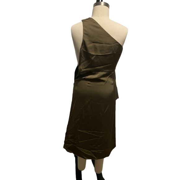 Sachin & Babi Evangeline Olive Green One Shoulder Jewel Midi Dress 8 - Picture 9 of 10